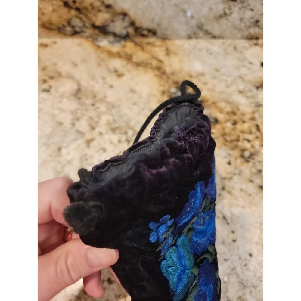 Y2K Gypsy Hand Made in Guatemala Blue Floral Clutch Bag.